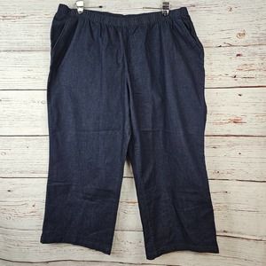 Woman Within High-Rise Pull-On Wide Leg Jean Plus 30W Blue Stretch NWOT